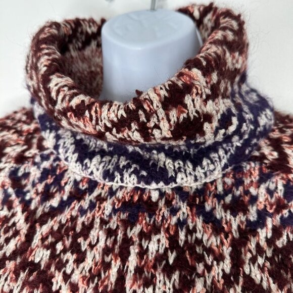 Free People Turtleneck Sweater Mini Dress Fair Isle Wool Blend XS - Picture 2 of 9